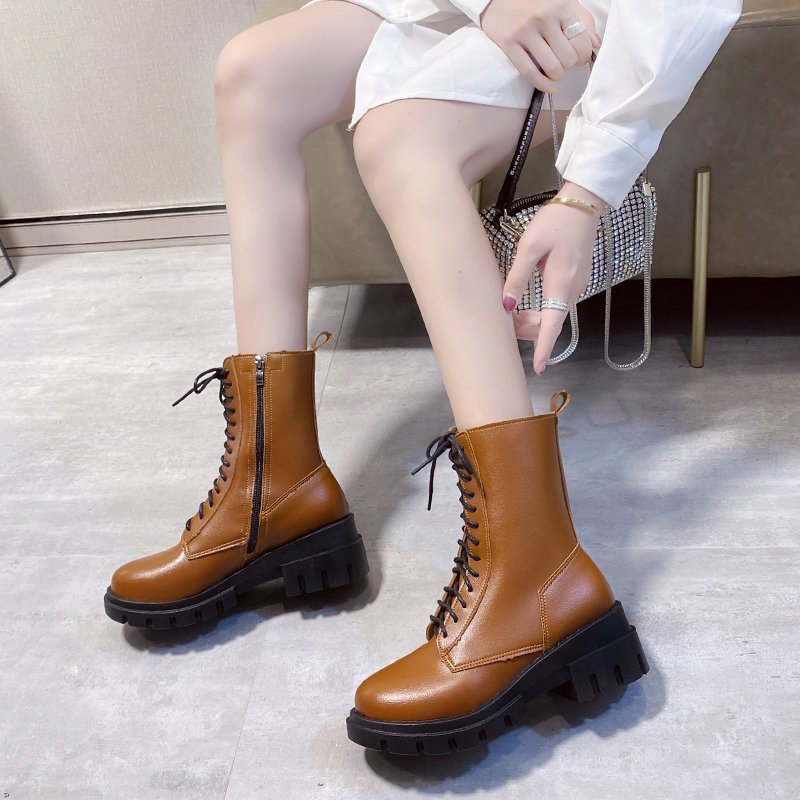 Autumn And Winter New Square Heel Martin Boots Women's Mid-heel