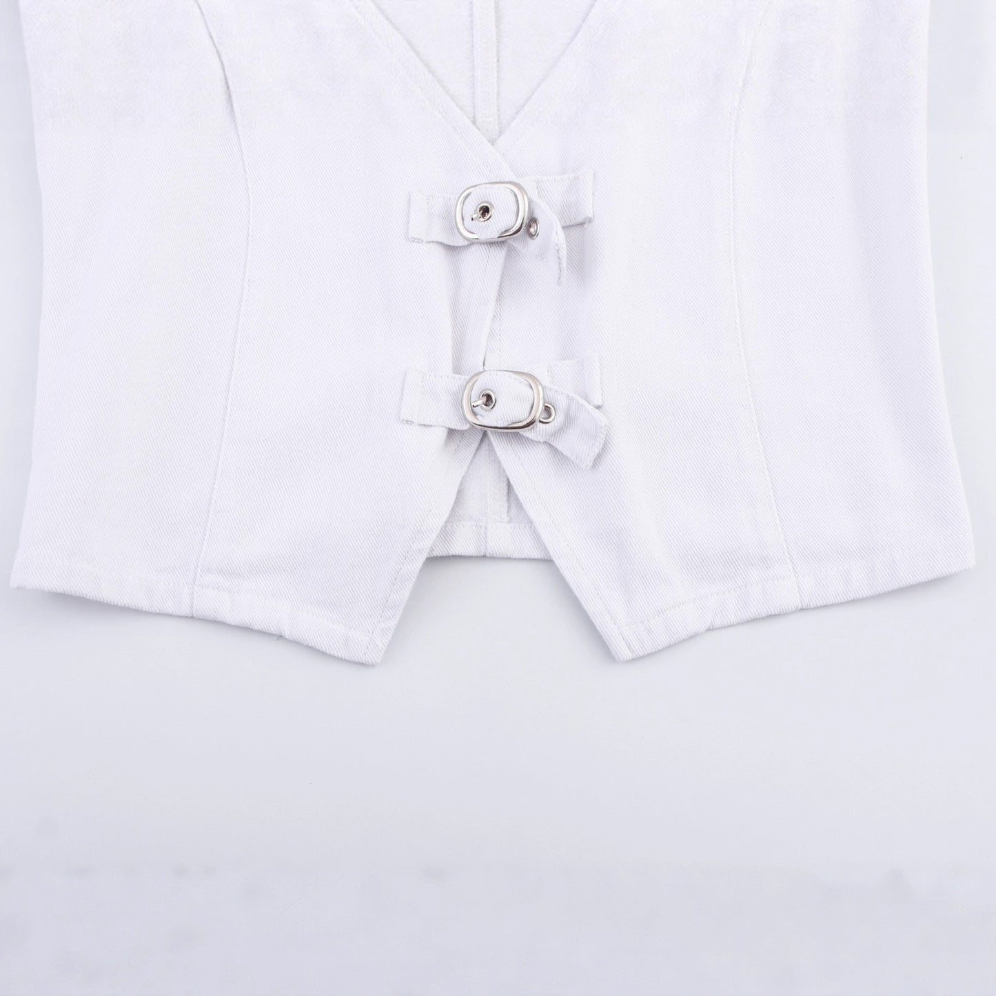 Snap-button Denim Vest Sleeveless Top For Women