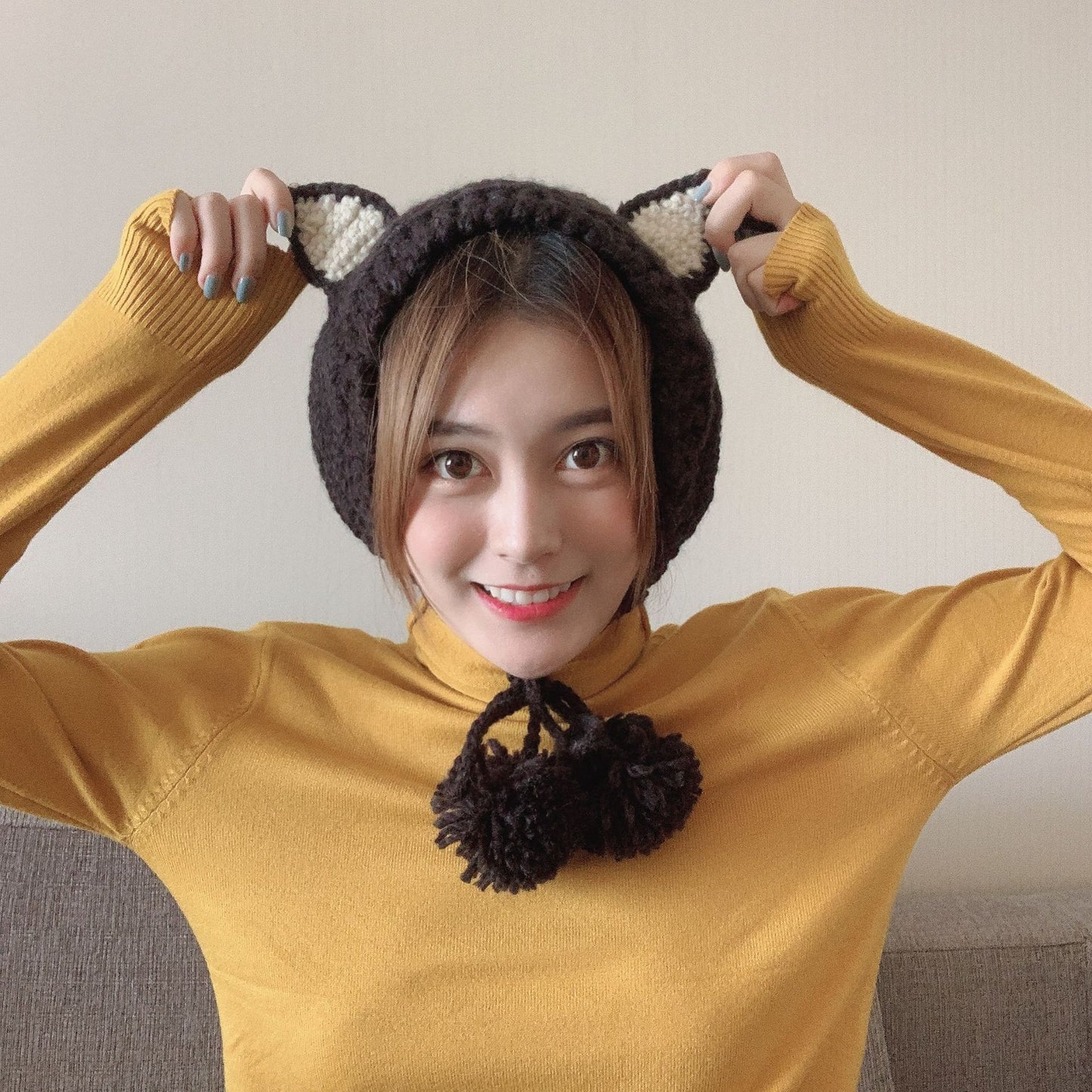Fox Girl Sweet And Cute Warm Knitted Wool Tie Earmuffs