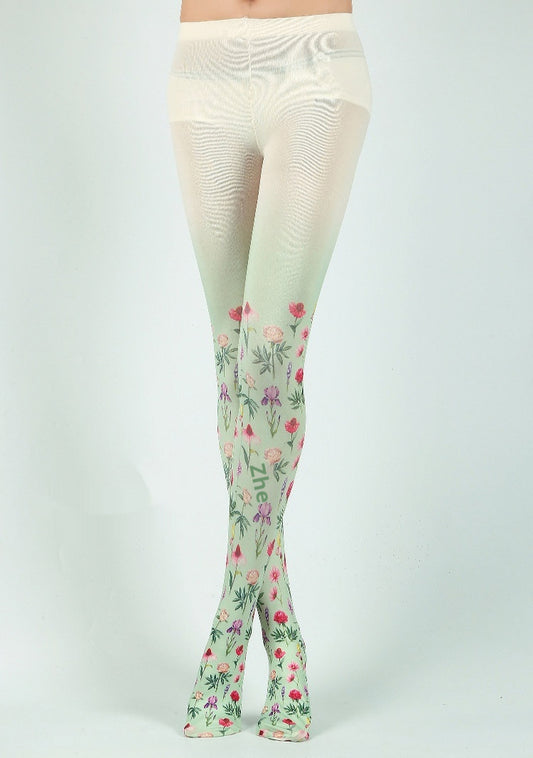 Pastoral Style Gradient Printing Women's Pantyhose