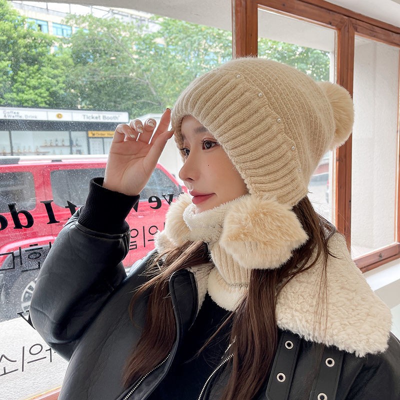 Velvet Padded Knitted Hat Ear Protection Warm