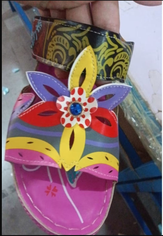 Women's Ethnic Sandals With Color Block Wedges
