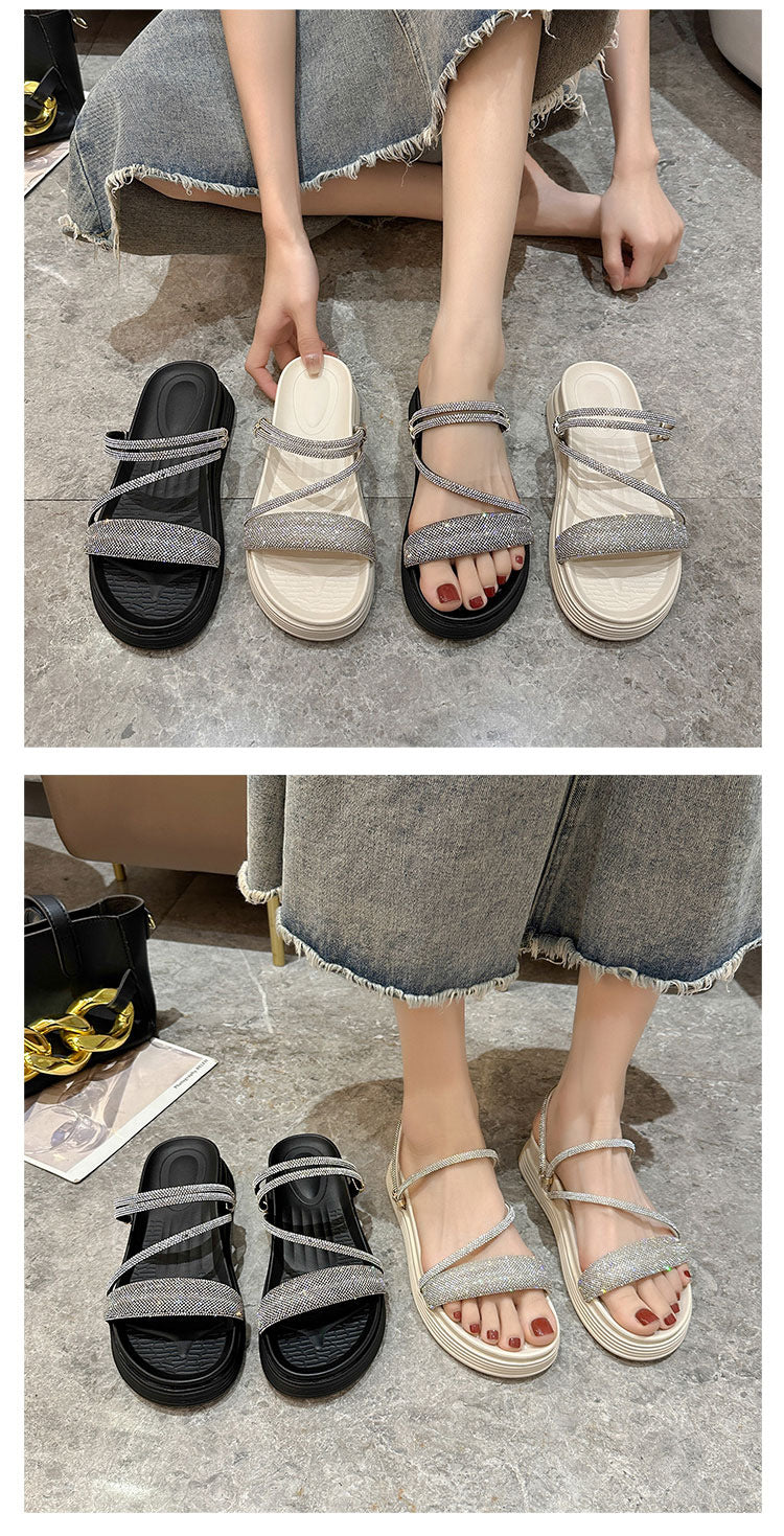 Women's Summer Fairy Style Rhinestone Two-way Sandals