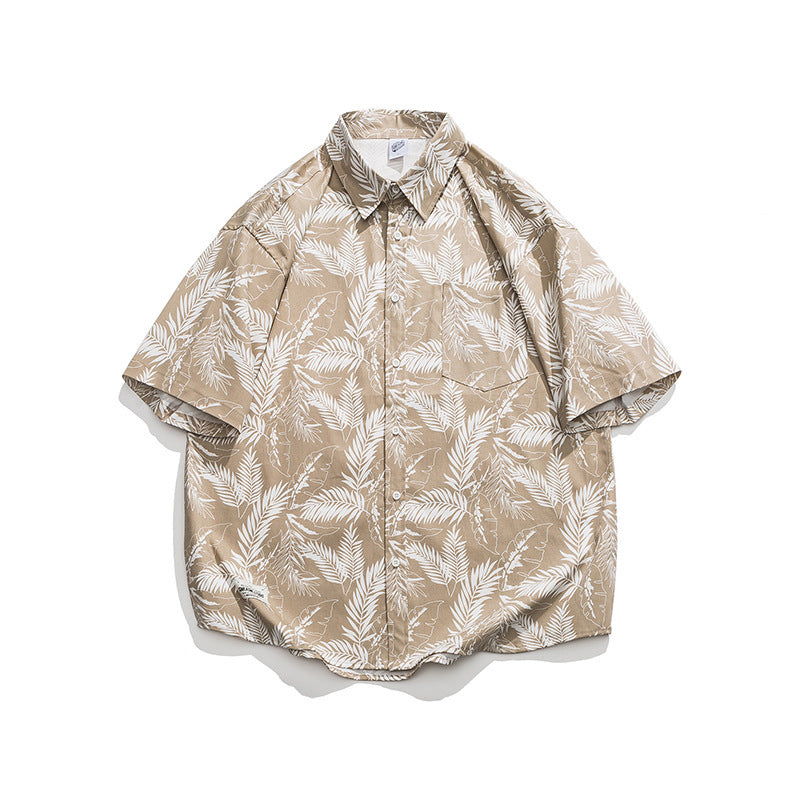 Summer Trendy Loose Shell Printing Lapel Shirt Japanese Leisure
