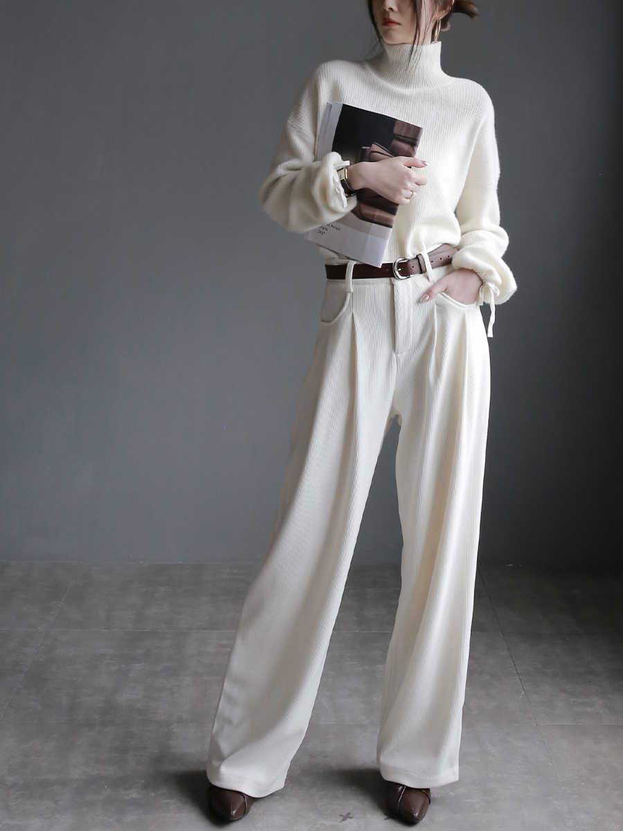 Corduroy Draping All-match Wide Leg Pants High Waist Straight Casual
