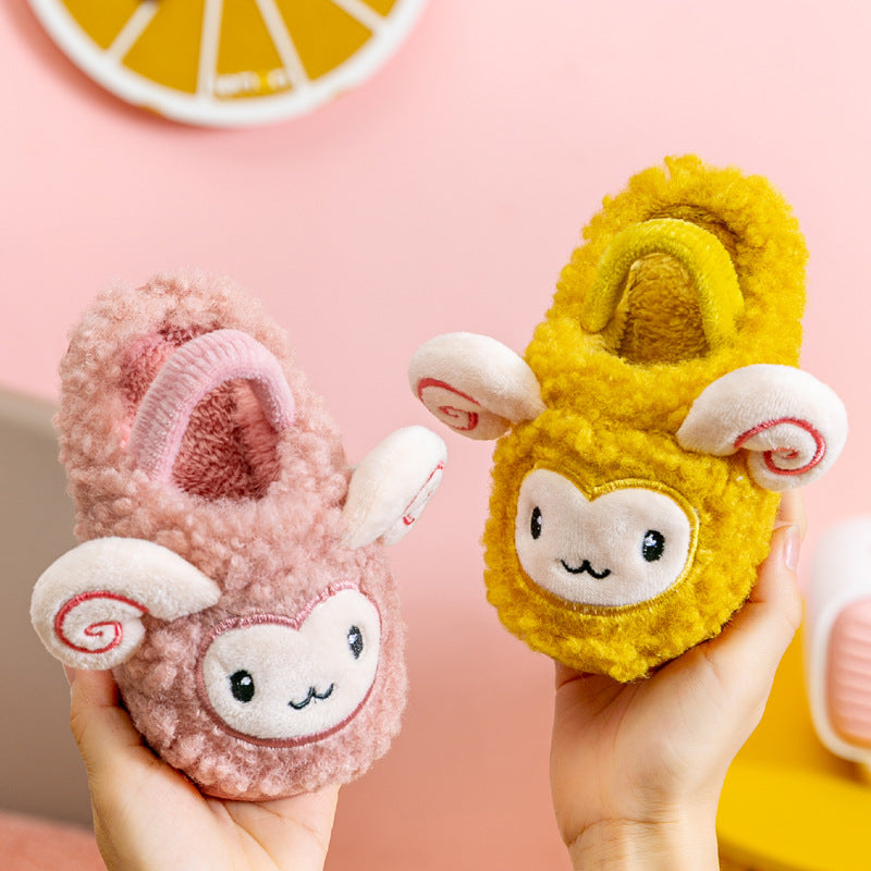 Children Home Slippers Winter Cartoon Sheep Boys Girls