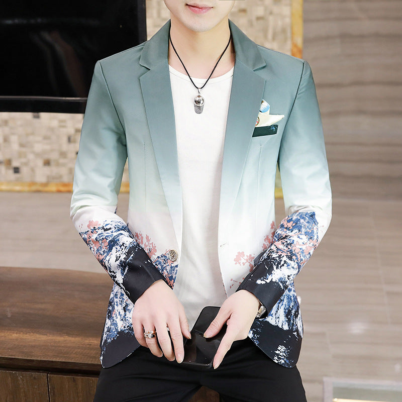 Men's Fashion Casual Slim Floral Jacket