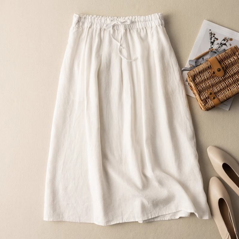 Casual Solid-Colored Cotton-Linen Womens Loose Artistic Dress