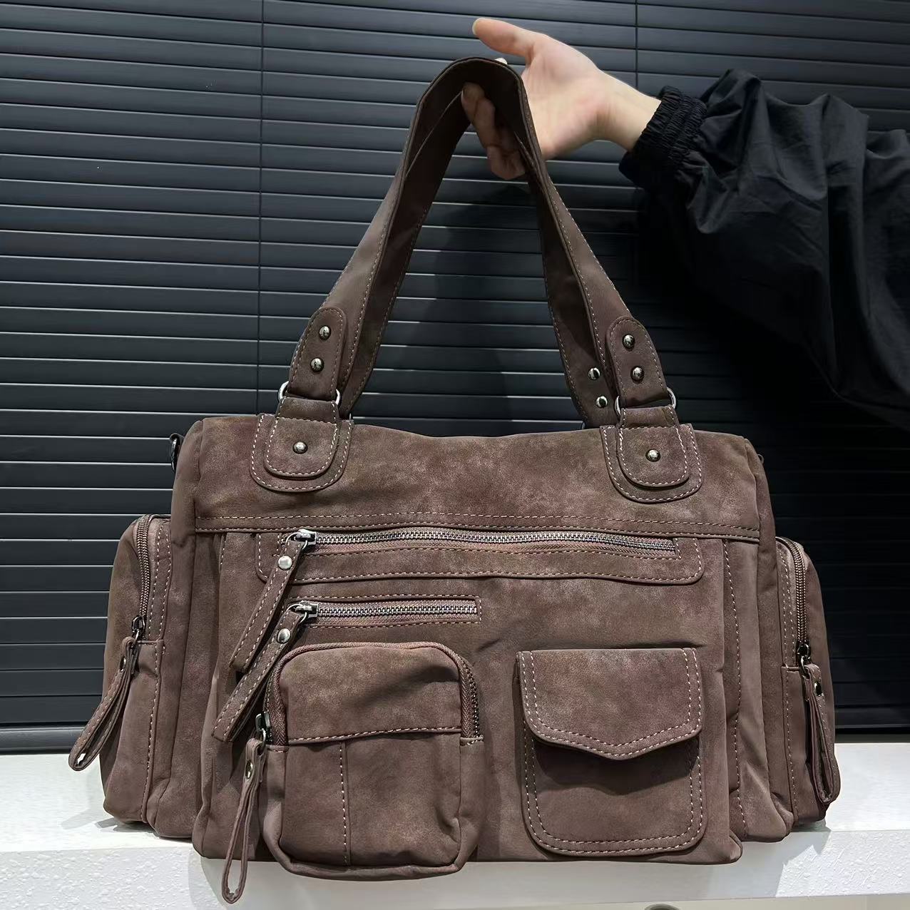 Women's Suede Large Capacity Tote Handbag