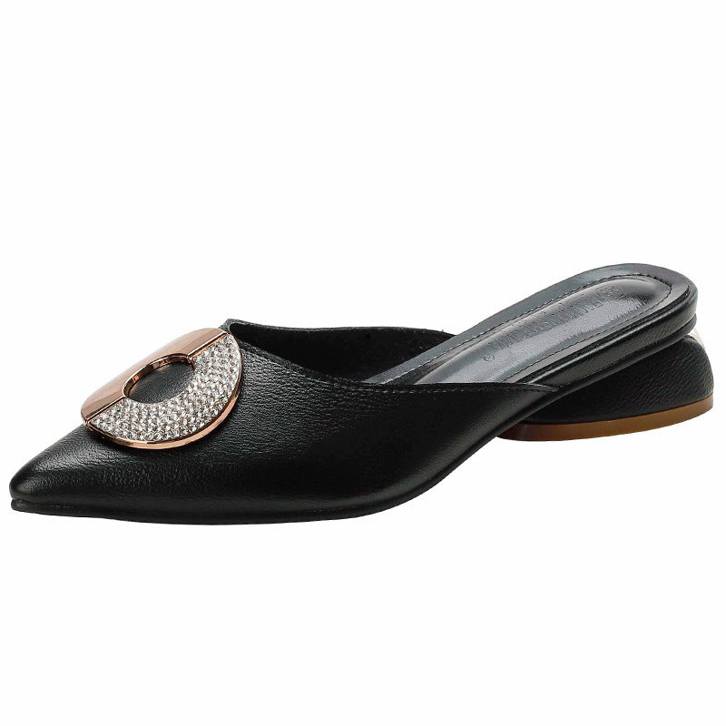 Fashion Net Celebrity Thick Heel Sandals And Slippers Plus Size