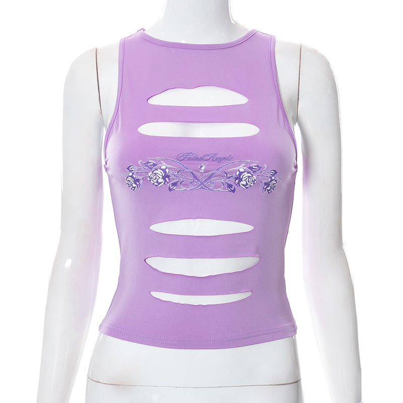 Women's Summer New Solid Color Round Neck Sleeveless Casual Top