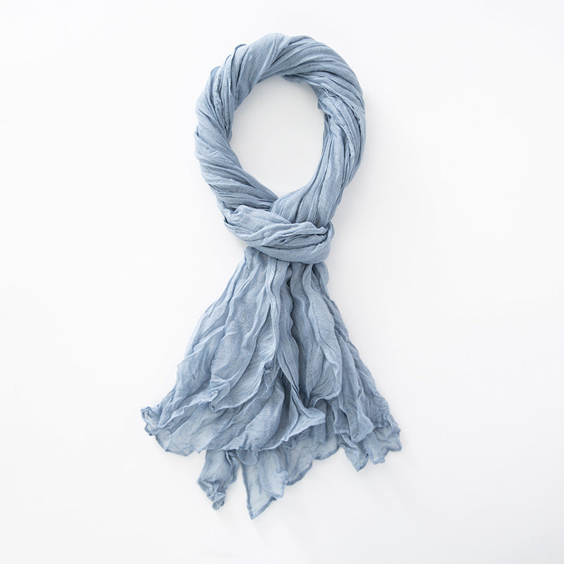 Women's Natural Wrinkle Pure Linen Scarf Shawl