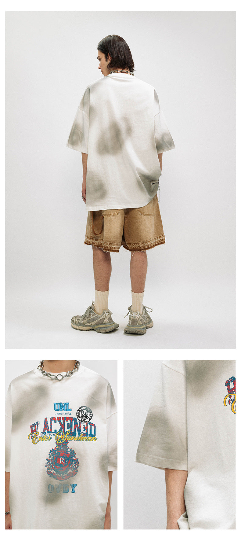 Retro Distressed Design Printed Short Sleeve