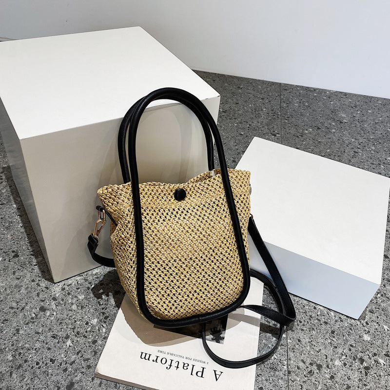 Women's Straw Portable Bucket Bag
