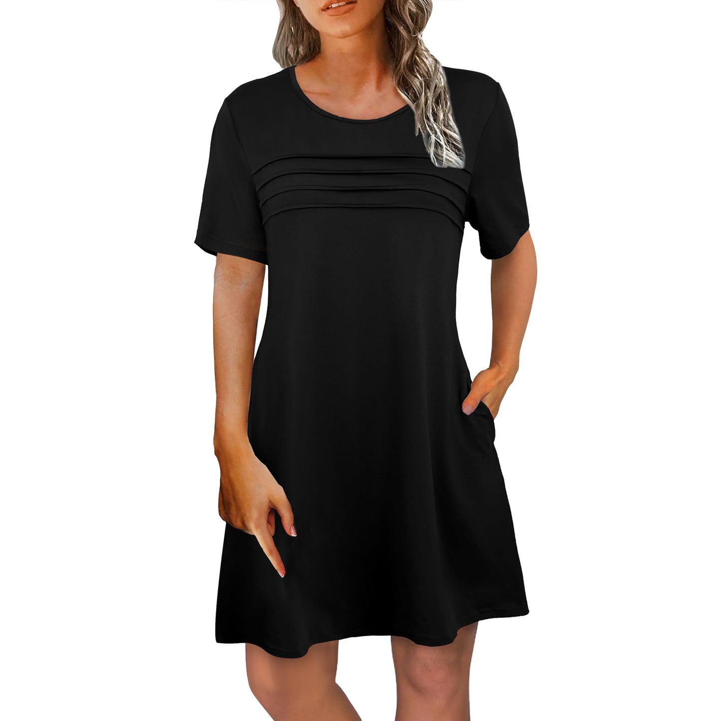 Casual Short-sleeve Belted Mid-length Summer Dress