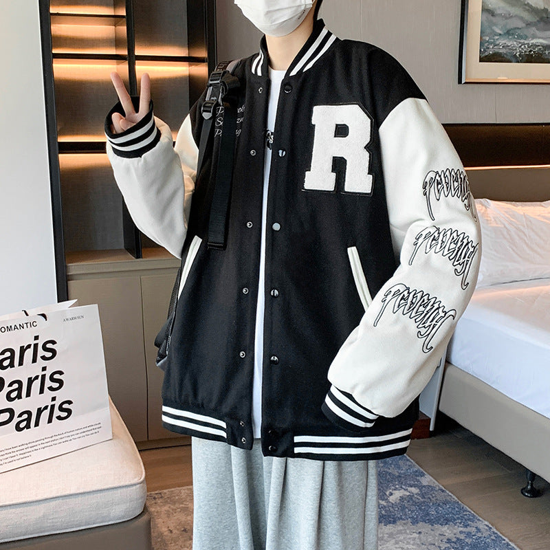 Frakke til mænd Hong Kong Style Trendy Brand Ins Løs Sports Baseballuniform Harajuku Style Retro Casual Jakke Top