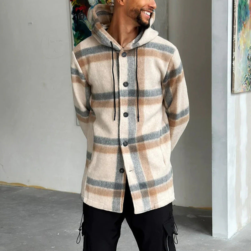Men's Fashion Hooded Plaid Casual Youth