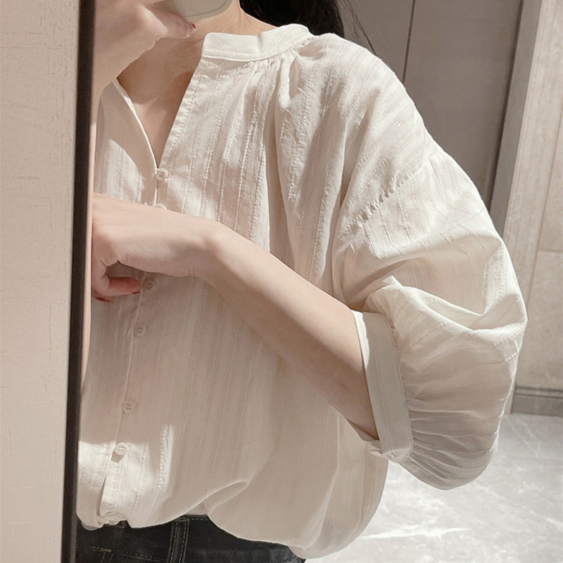 Niche-style Casual Slimming Short-sleeve Shirt Top For Women
