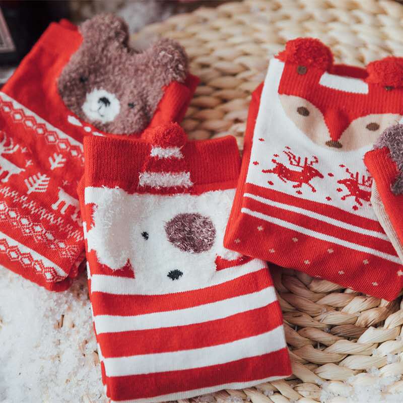 Women's Cute Fashion Mid-calf Christmas Stockings Gift Box