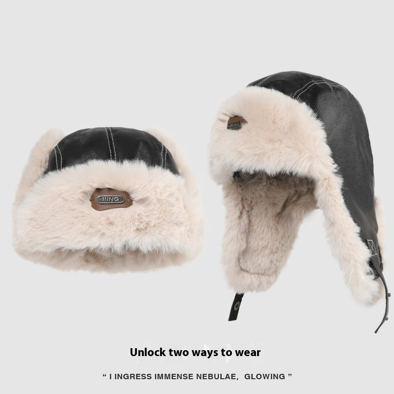 Autumn And Winter Men's And Women's Warm Vintage Leather Pilot Hat