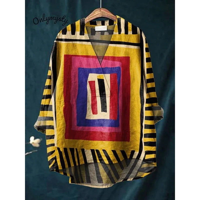 Autumn Collarless Long-sleeved Women's Shirt Long Sweater Casual Shirt