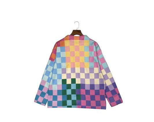 A Gentle And Relaxed Knitted Cardigan For Women With Printed Patterns