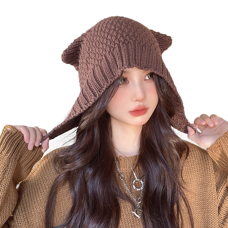 Women's Autumn And Winter Cute Earflaps Woolen Cap