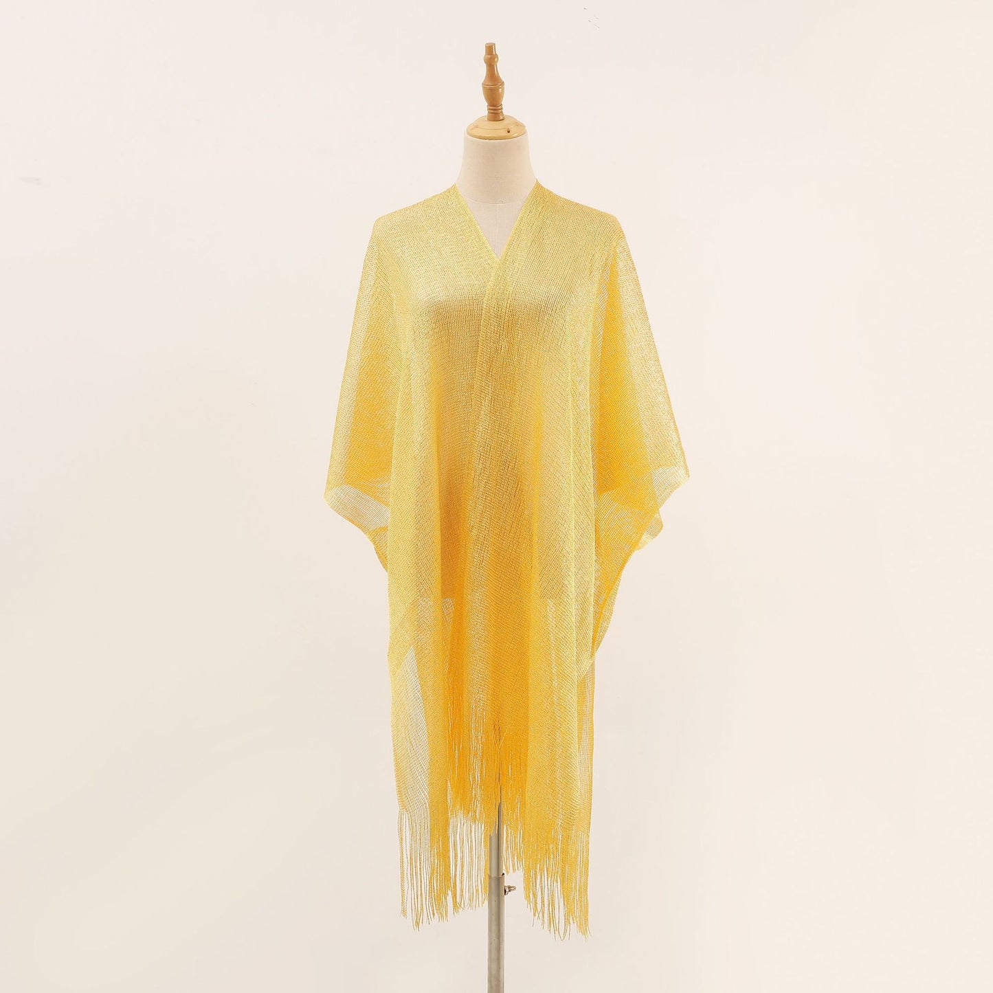 Flat Towel Shawl Gold And Silver Silk Slit Fashionable Beachwear Vacation Sun Protection Shirt