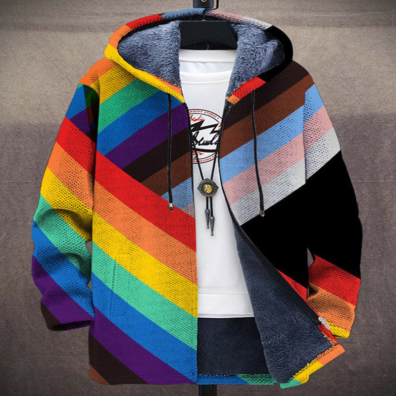 Digital Printed Standing Collar Jacket For Men's Outerwear 3D