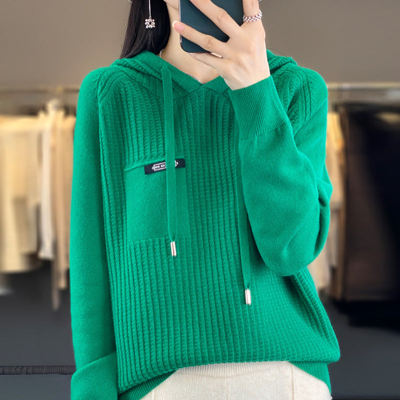 Korean Style Knitted Hooded Sweater Pullover