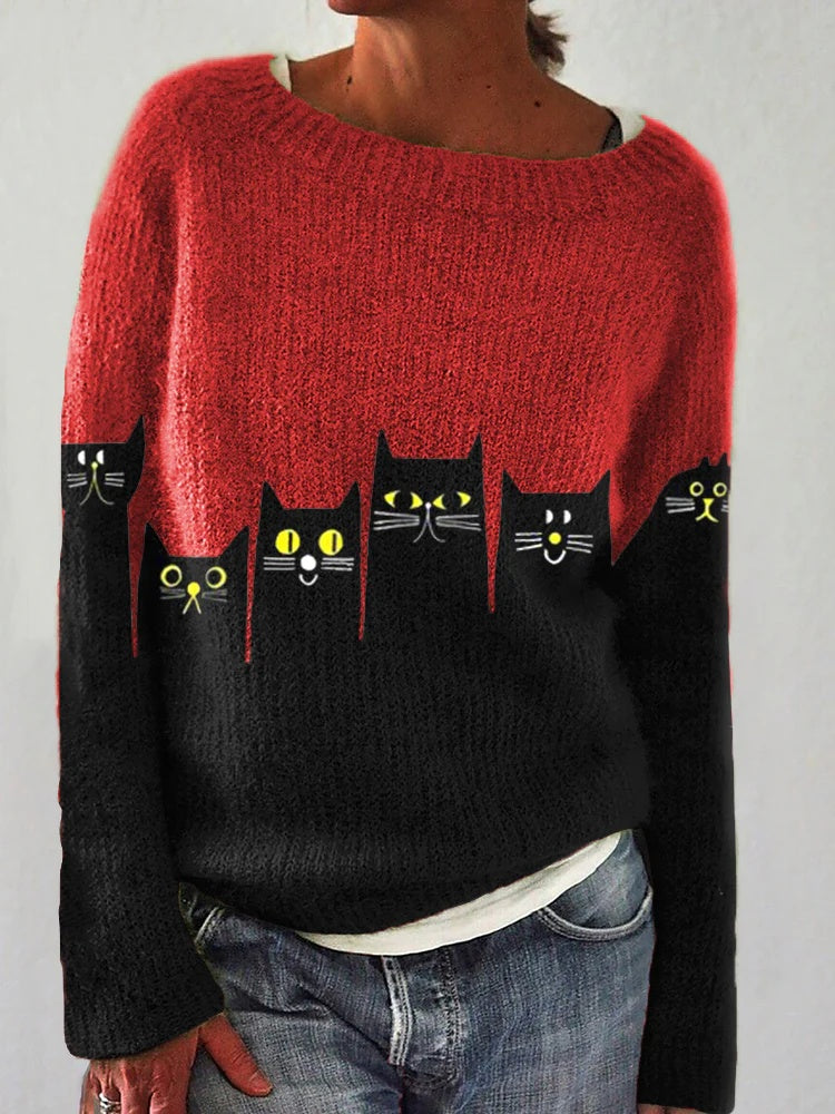 Thick Needle Digital Printing 3D Round Neck Sweater