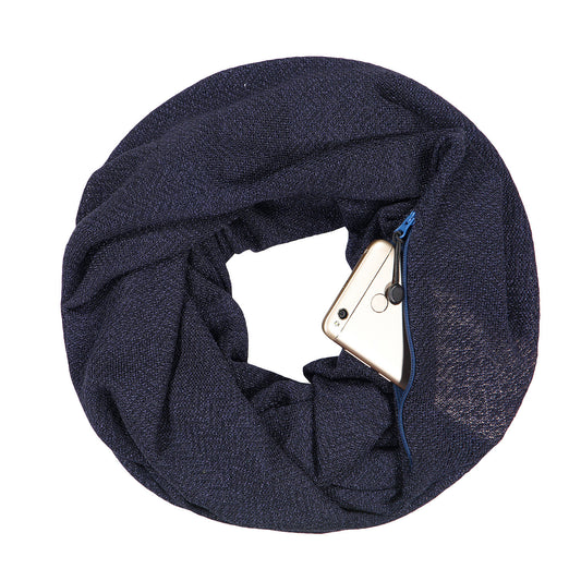 Autumn And Winter Golden Silver Couple Scarf Zipper Pocket Bib