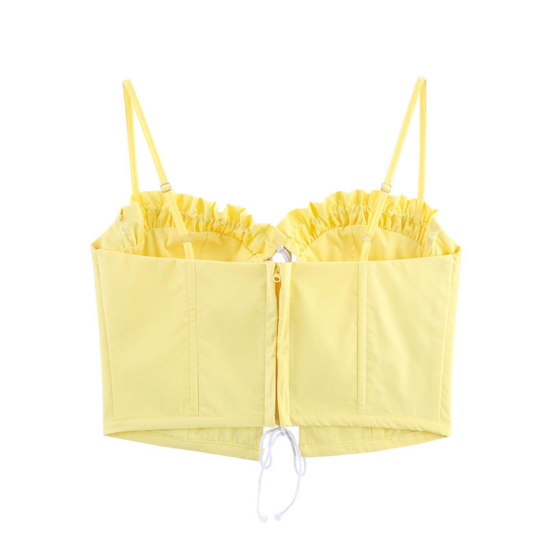 Two-color Sexy Lacing Fishbone Slim-fit Suspender Top