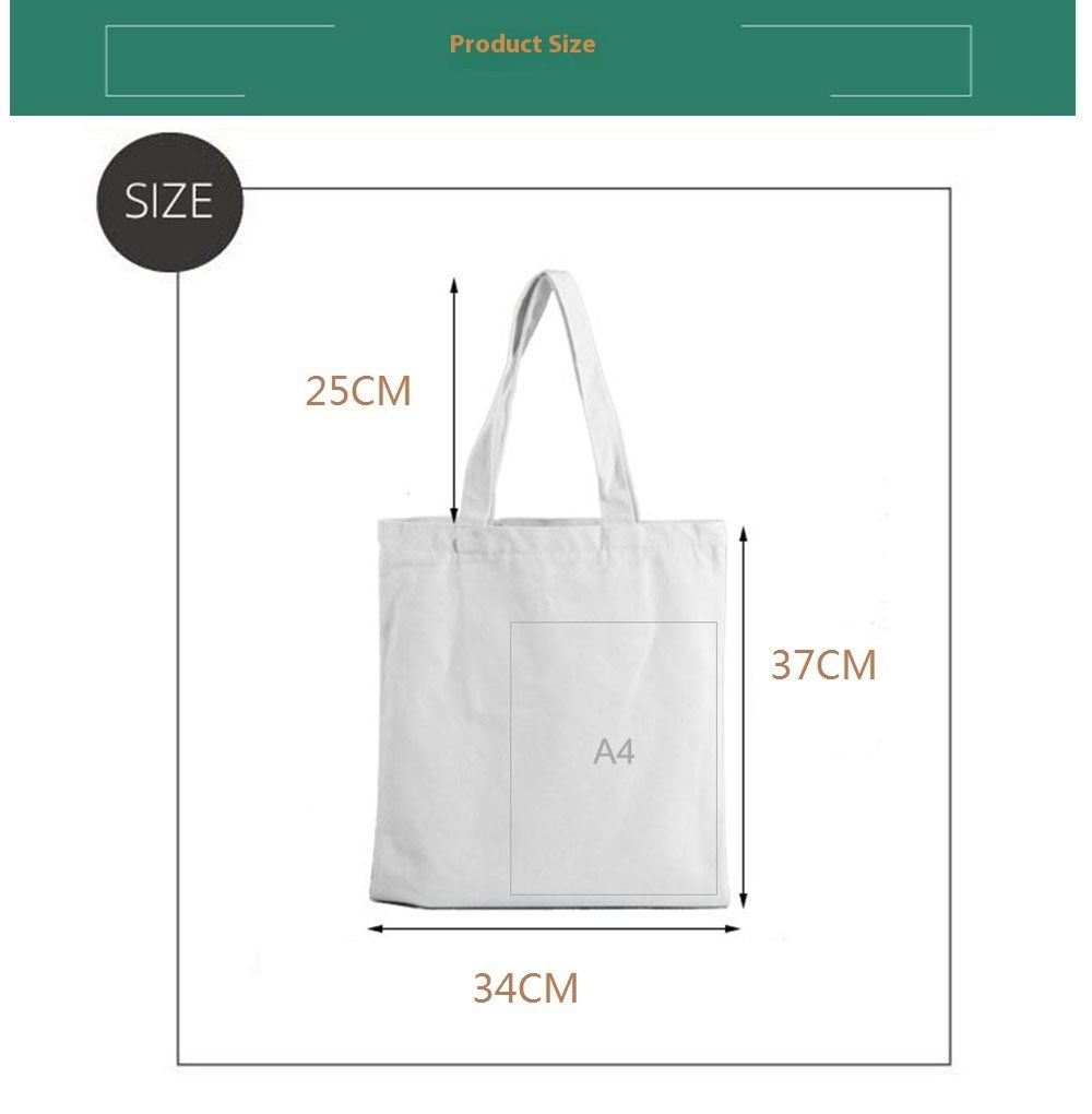 Canvas Tote Milk Tea Printing Shoulder Portable Canvas Bag