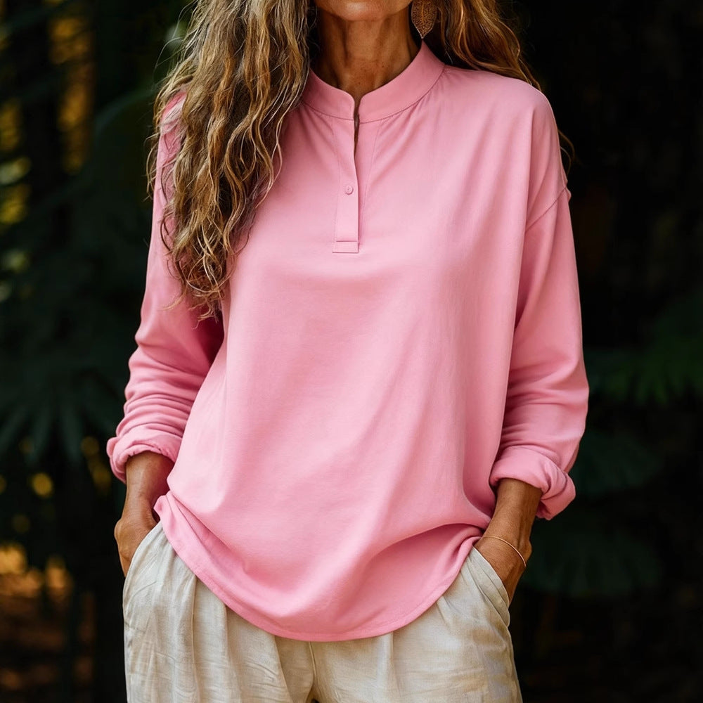 Casual Loose-fitting Fashionable Long-sleeve Crew-neck Pullover Shirt