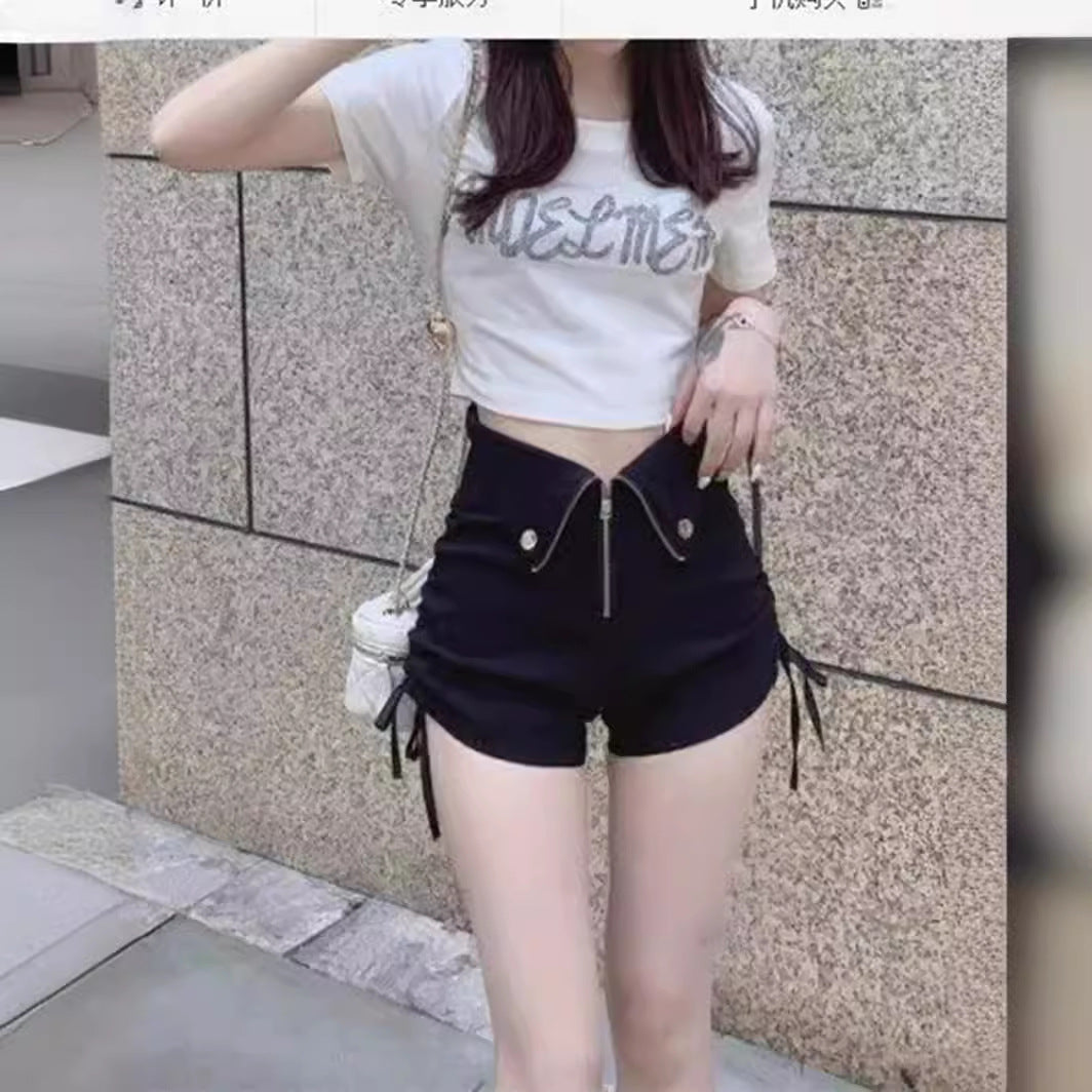 Womens Ultra-high-rise Black Shorts