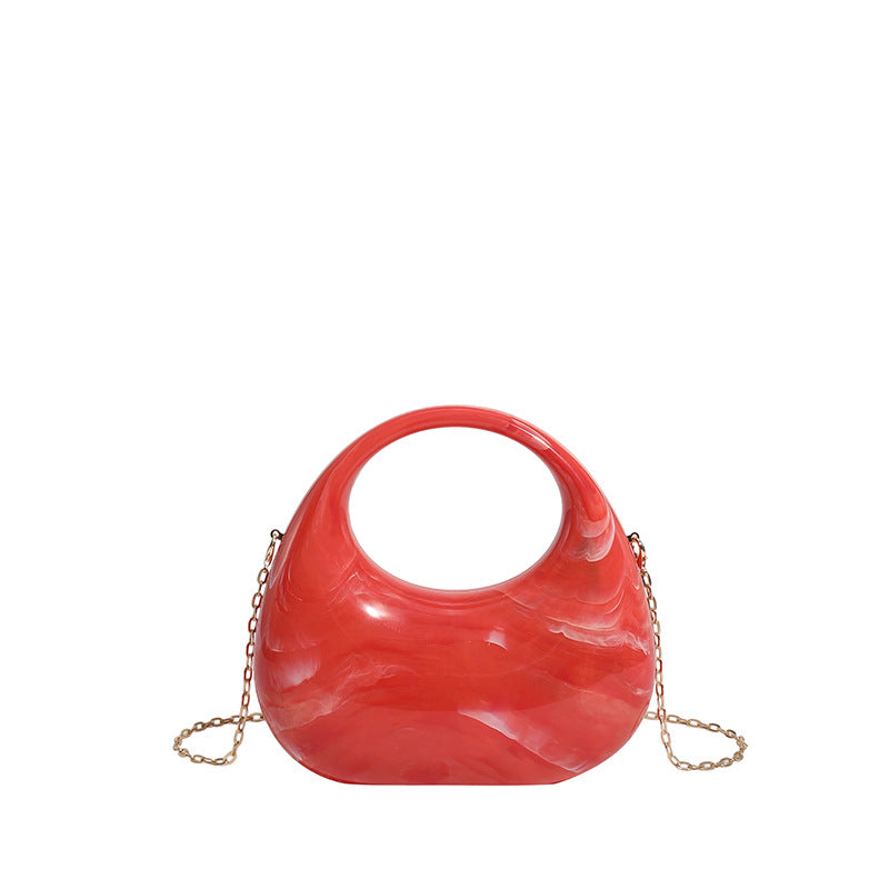 Womens Evening Handbag With A Moon-shaped Underarm Design  Acrylic Box Bag,