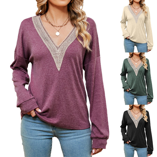 Women's Fashion Color Contrast Loose-fitting T-shirt Top