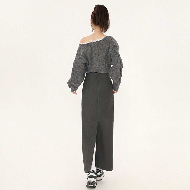 Pleated Split Skirt Women's Autumn All-matching