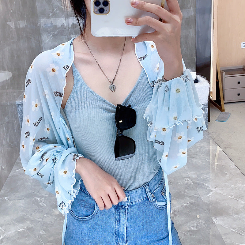 Sun Protection Clothing With Silk Scarf Women's Sun Protection Sleeves