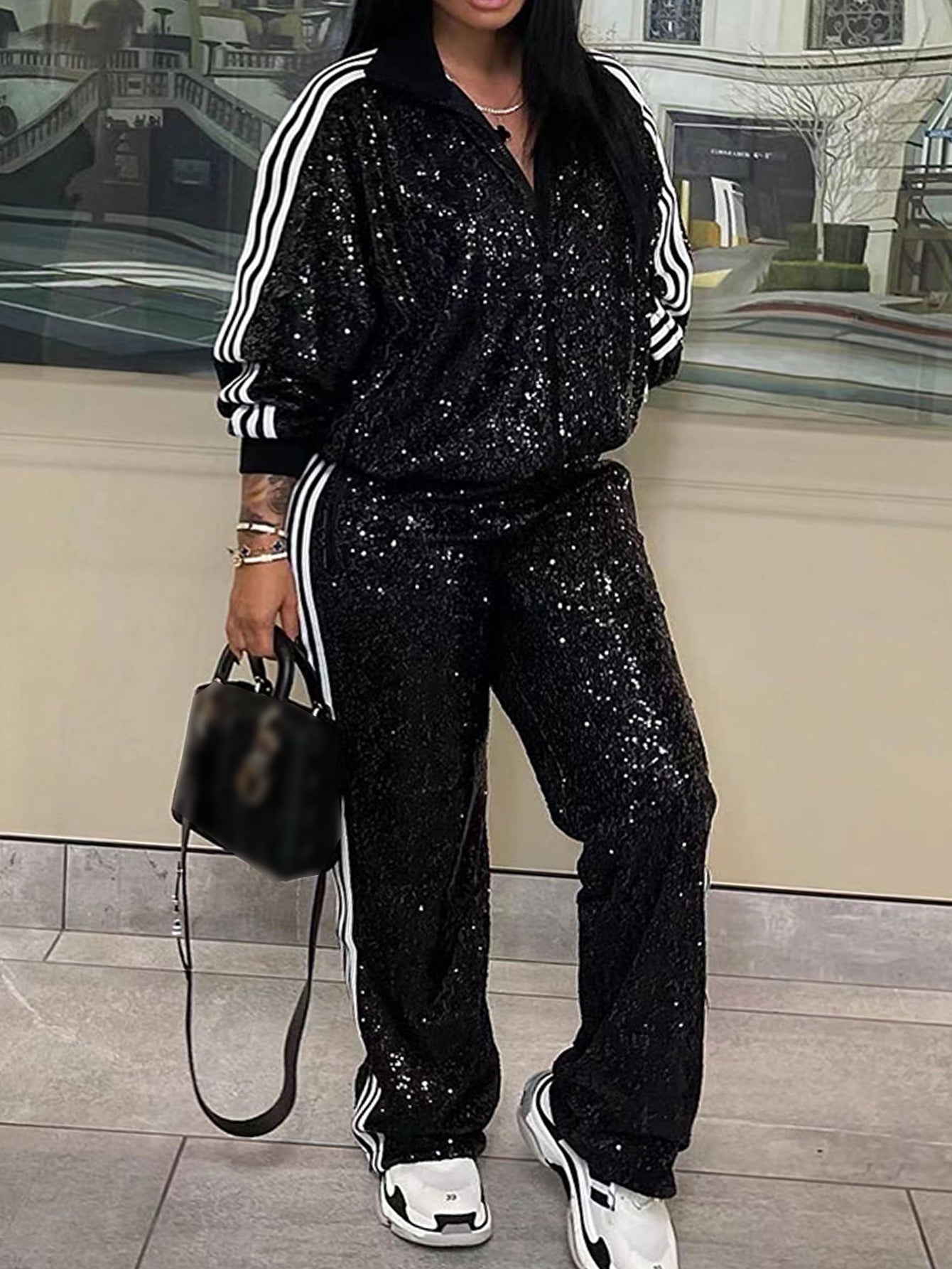 Sequin Plus Size Casual Set For Women