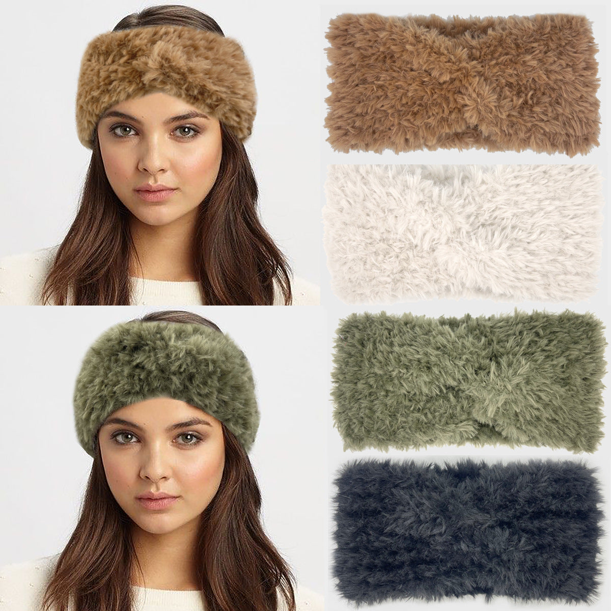 Plush Cross-Over Wide Thickened Warm Hairband For Women