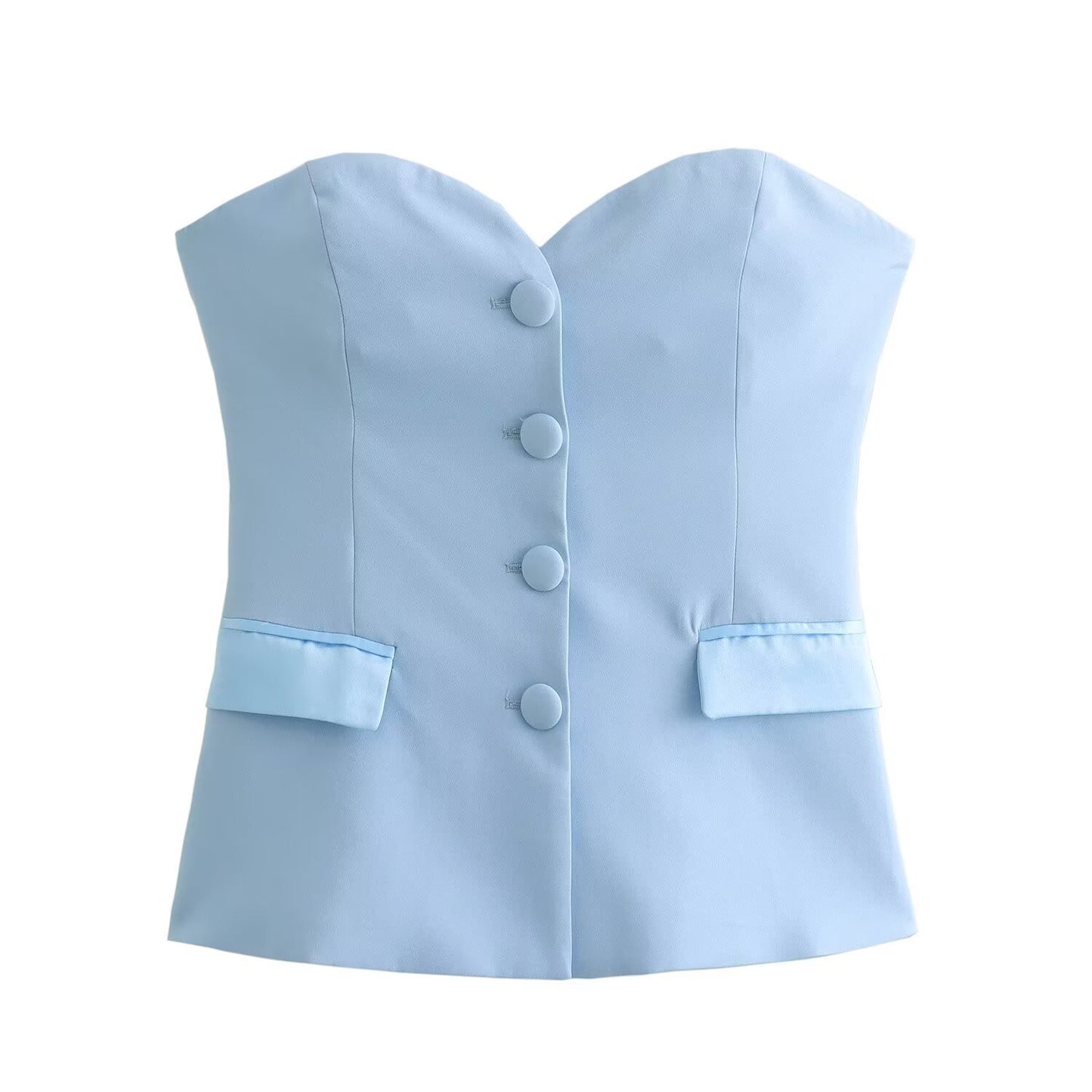 New Summer Silk-satin Textured Spliced Corset-style Top