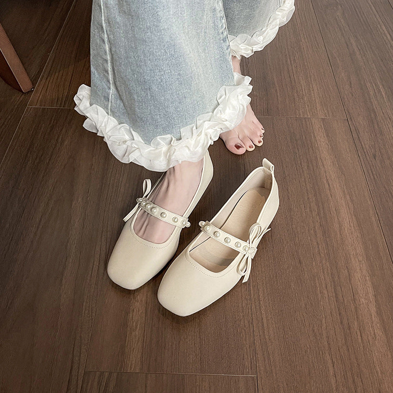 Multicolor Comfortable Low Heel Retro Easy Matching Soft Bottom Flats Autumn Chunky Heel