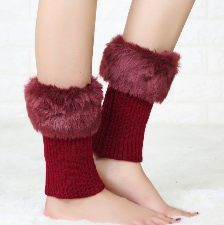 Korean Version Autumn And Winter Short Turned Fur Warm Leg Boots