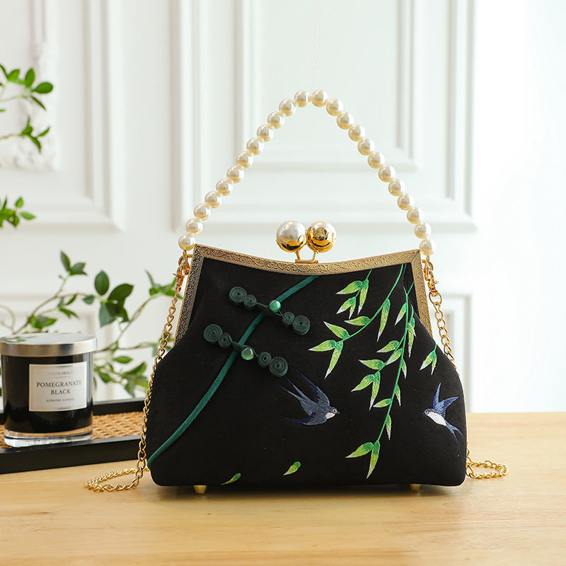 Lucky Bamboo Broderi Håndtasker til Kvinder