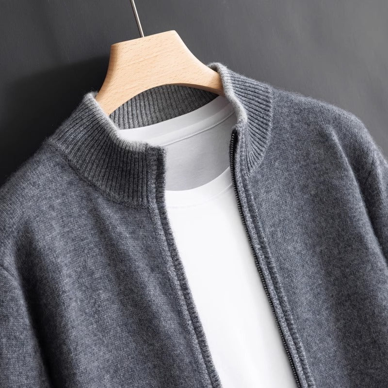 New Men's Sweater Half High Neck Zip Fashion Coat Business Knitwear Order