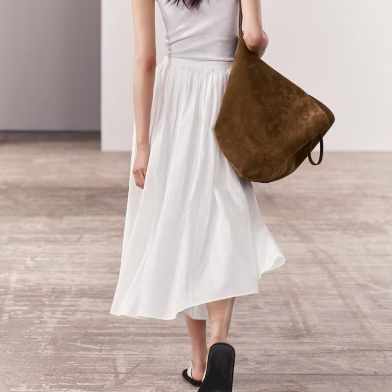 French Style White Idle Style Skirt Women's Waist Slimming