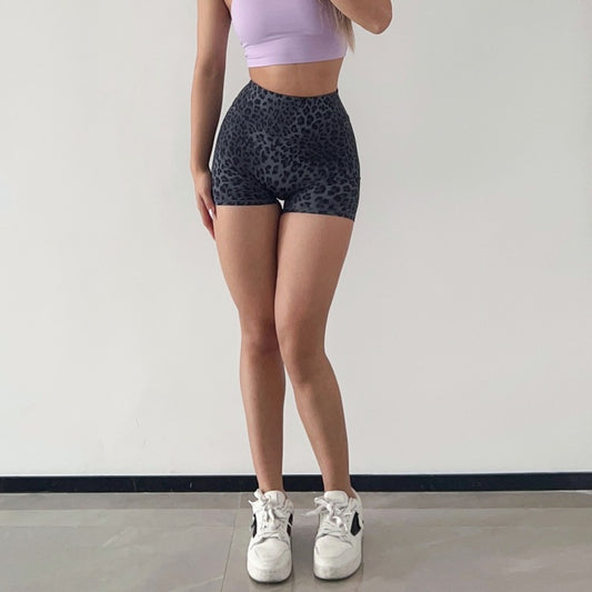 European And American Leopard Print Peach Fitness Pants