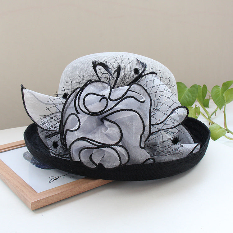 Top Hat Curling Women's Lightweight Linen Curling Flower Sun Hat